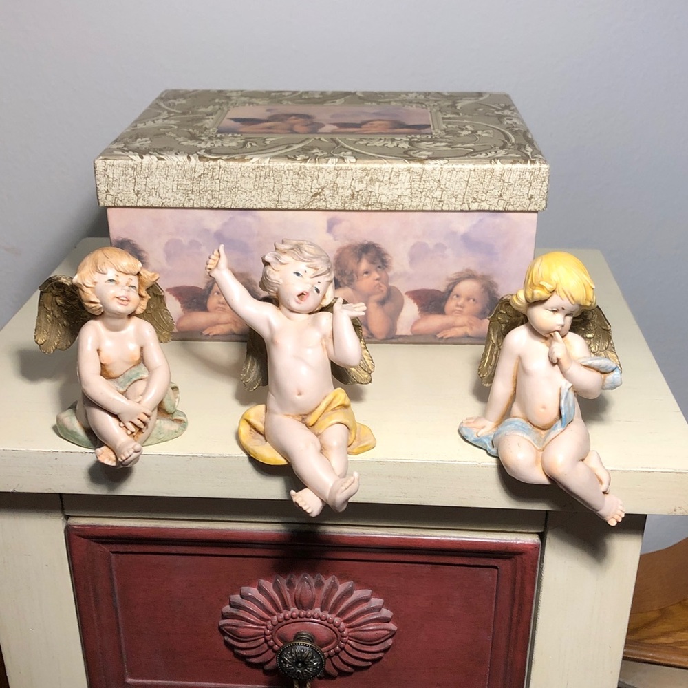 SIMONETTI ITALY CHERUB Figurines with Gold Wings
